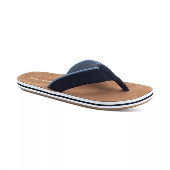 Sun + Stone Other - NWOT SZ 9 Sun + Stone men’s Navy Tan Faux Suede Flip Flops